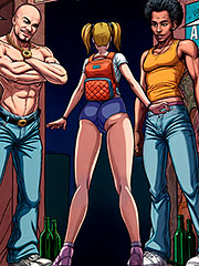 The girl gets lost, ends up in a sleazy area and is surrounded by two scruffy guys - Anacondas, Midnight at red light district by welcomix (tufos)