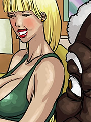Pushing the white woman on to her back - Whiskey mirror by Illustrated interracial